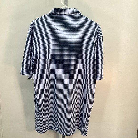 Men's Johnnie-O Short Sleeved Striped Performance‎ Polo Royal /white XL - Picture 3 of 9